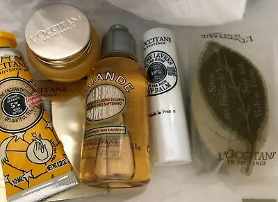 NEW L'Occitane Cosmetic Case W/Set Of 5 Travel Size Items And 4 Sample Packets • $18