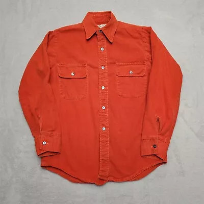 Vintage The Woodsman Shirt Mens Medium Red Orange Chamois Long Sleeve Flannel • $24.99