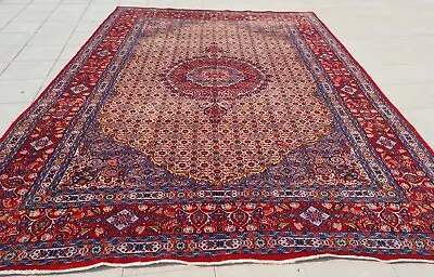 Authentic Hand Knotted Vintage Tribal Yamoud Wool Area Rug 10 X 7 Ft (37 SU) • $26