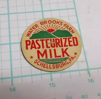 Water Brooks Farm Dairy Unused Milk Bottle Cap Schellsburg Pa Bedford County • $3.95