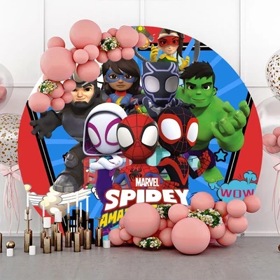 $31.32 • Buy Round Superhero Spiderman Backdrops Kids Happy Birthday Party Photo Background