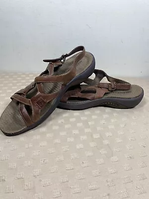 MERRELL AGAVE BROWN Leather Strappy Sling Back Sandals J36612 Women's Size 9 • $24.99