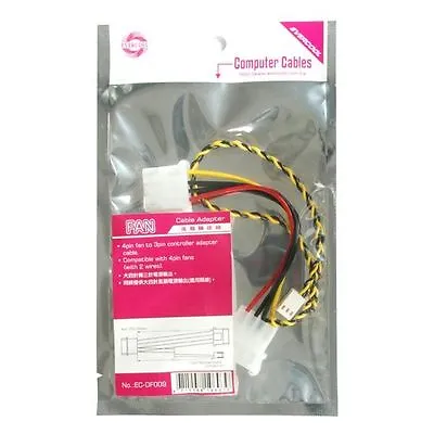 Evercool EC-DF009 4 Pin Molex Fan To 3pin Controller Adapter Cable AK-CB423-ADPT • £3.29