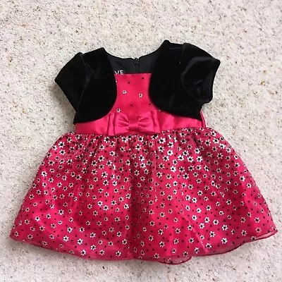 Baby LOVE Age 6 Mtgs Party Dress With Lining + Black Velvet Attached Bolero • £5