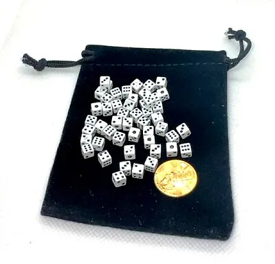 50pcs 5mm Six Sided D6 .197 Inch Die Small Tiny Miniature White Dice W/Bag • $13.99