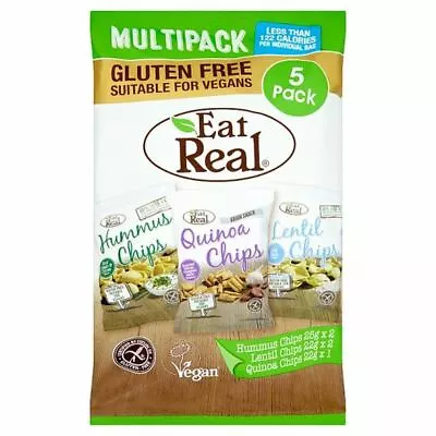 Eat Real Hummus Lentil Quinoa Chips 5 Pack 116G • £4.39