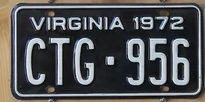 VIRGINIA  License Plate  1972   CTG-956 • $15