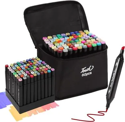 80 Pcs Colors Markers Graphic Drawing Painting Alcohol Art Dual Tip Paint Pens • £14.99