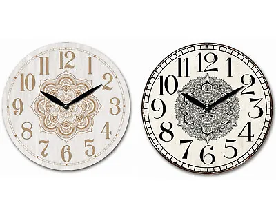 $19.95 • Buy NEW 28.8cm Mandala MDF Wall Clock Round BOHO Style Clock Home Decor Gift 