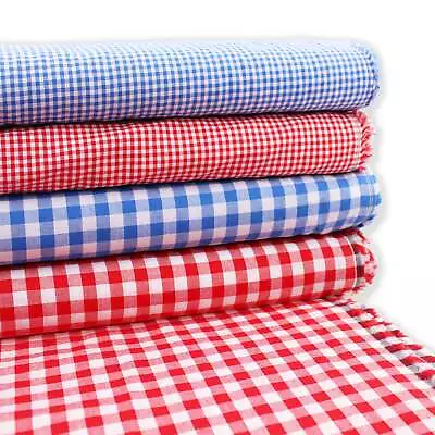 Gingham Checked Cotton Lightweight Oeko-Tex Shirt Dressmaking Men Women Fabric • £0.99