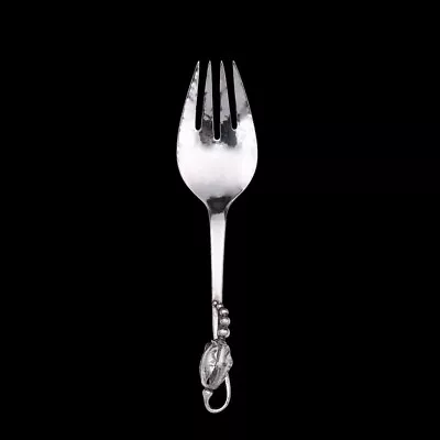 Georg Jensen. All Silver Salad Serving Fork Small - Blossom / Magnolia. • $950