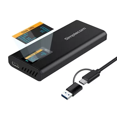 Simplecom SE530 NVMe / SATA M.2 SSD To USB-C Enclosure With SMART LED Screen USB • $61.31