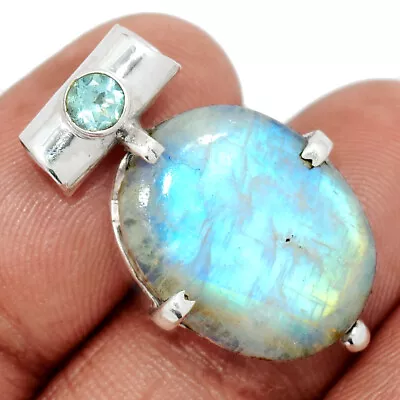 Natural Labradorite & Blue Topaz 925 Sterling Silver Pendant Jewelry CP40344 • £10.29