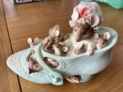 £4.99 • Buy Beatrix Potter Mother Mice & Baby’s In Shoe Moneybox Border Fine Arts 1994