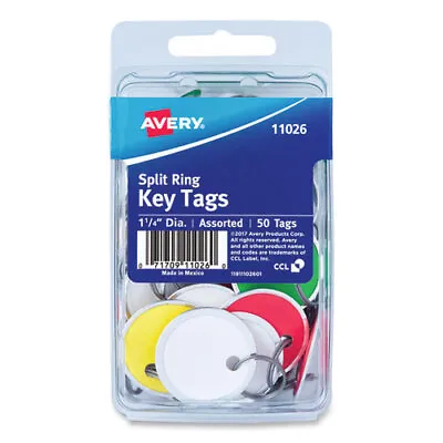 Avery Key Tags With Split Ring 1 1/4 Dia Assorted Colors 50/pack • $9.99