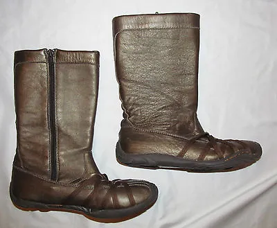 J -41 JEEP VENTURE  Soft Leather Bronze Straps Zip  Biker Moto Sporty Boots 6.5 • $55