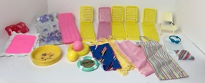 Vintage 80s Barbie Pool Beach Accessories Lot Chairs Towels Balls Floaties *Read • $59.99