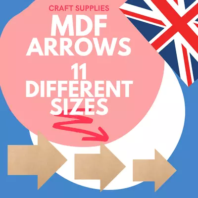 Wooden MDF Arrow Shapes Craft Tag Blank Decoration 1cm To 15cm. Wood Arrow Shape • £3.88