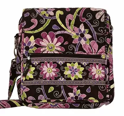 Vera Bradley Crossbody Purse Hipster Messenger Bag Purple Punch Cotton Retired • $36