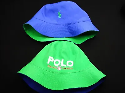 New! Polo Ralph Lauren Nylon Bucket Sport Hat -o/s Blue Green Reversible -pony • $28.99