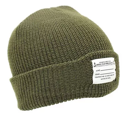 Olive Green Pure Wool Beanie Watch Cap Knitted Unisex Winter Head Skull Warmer • $24.50