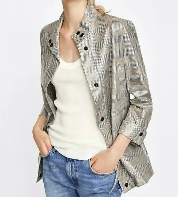 $30 • Buy NWT Zara Size M Plaid Safari Jacket Ref 3564/020