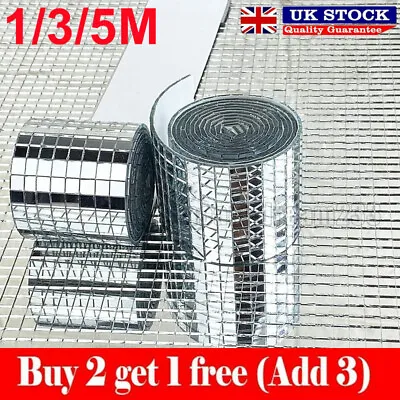 £4.99 • Buy 10M Glass Mirror Mosaic Wall Tiles Sticker Self-Adhesive Decal Tile Home Decor =