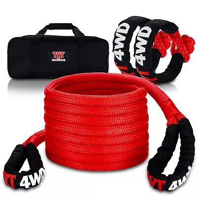 7/8” X 30ft Kinetic Recovery Tow Rope Red 28600lbs With 2 Soft Shackles And Bag • $79.99