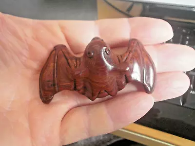 Hand Carved Wood Netsuke Bat Flying Collectable Boxwood Figure • £19.99