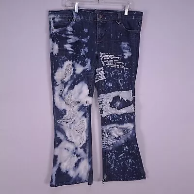 Vanity Jeans Womens 33x31 Blue Bootcut Stretch Denim Mid Rise Bleached Flaws • $11.99