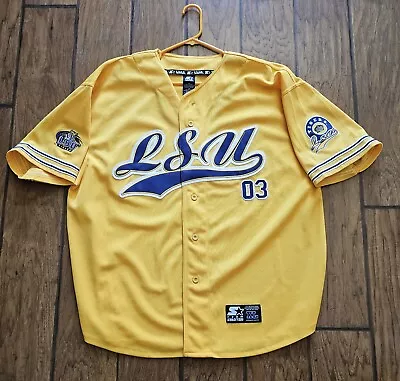 Starter Gold LSU TIGERS Script Sewn Baseball Jersey Jacket Louisiana State XL • $25