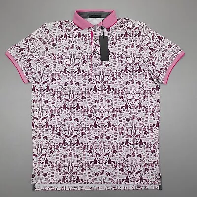 Greyson Golf Performance Fabric Creatures Pattern Polo Golf Shirt Arctic Size L • $69.77