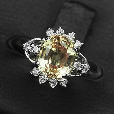 ๊ Unique Morganite Champagne Oval 2.20 Ct. 925 Sterling Silver Luxurious Ring • $15.04