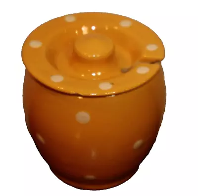 Douglas Zadek Cobham Pottery Hand Made Spotty Mustard Lidded Jam Pot Link- Leach • £3