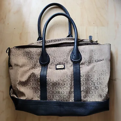OROTON New Blue Leather Canvas Tote Handbag • $110