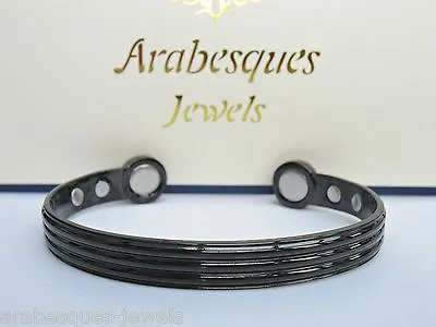 ARABESQUES High Strength Mens Copper BIO Magnetic Bangle/bracelet. Black Ajmb • £13.99