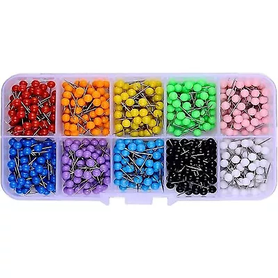 600 Pack Push Pins MapTacks With Round Head Plastic Steel For Marking Decorative • $10.79