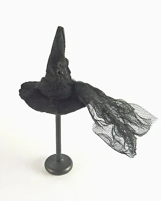 Dollhouse Miniature Artisan Black Witches Hat W/ Black Net NO Stand • $5.99