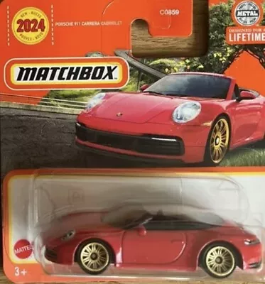 MATCHBOX PORSCHE 911 CARRERA Red CABRIOLET Gold Wheels • £2.49