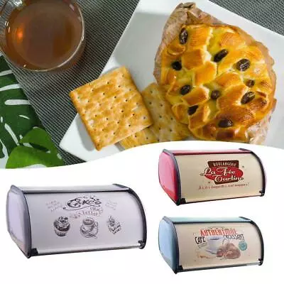 Metal Bread Bin Box Kitchen Food Storage Retro Style Iron Snack Box Storage Case • $98.97