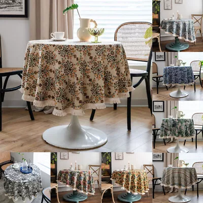 Tassel Print Round Tablecloth Dining Dinner Room Table Cloth Cover Tablewear New • $21.89