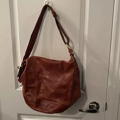 MARINO ORLANDI Large Brown Leather Bucket Sling Shoulder Bag Made In Italy • $55