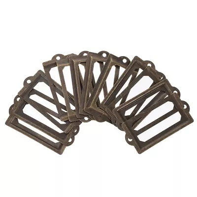 12pcs Antique Label Frame Cards Holder Metal Drawer Label Holders With Screws • £6.03