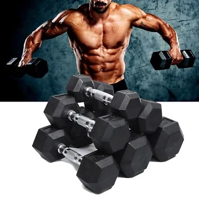 2.5KG Rubber Hex Dumbbell Fitness Home Gym Exercise Strength Weight Training • $24.90