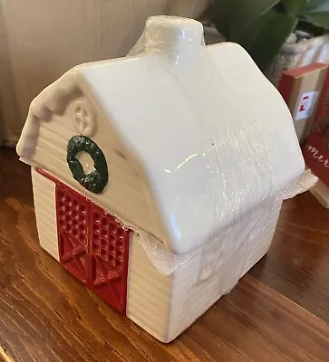 Christmas Barn Cookie Jar Small Holiday Home Decor Rustic Farm Style NEW • $19.99