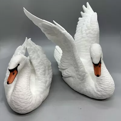 VTG Pair Of 2 White Bone China Swan Figurines Graceful Reflections Maruri USA • $28.97