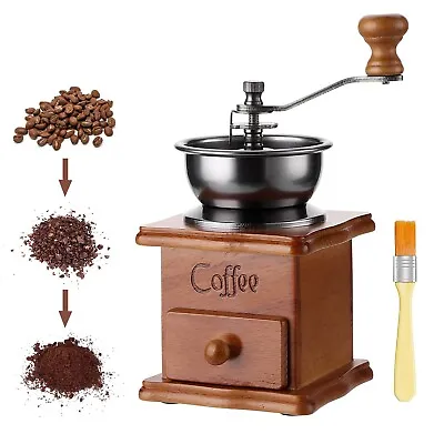 Wooden Coffee Grinder Manual Grinding Milling Bean Nut Spice Herbs Blender  DIY • $43.99