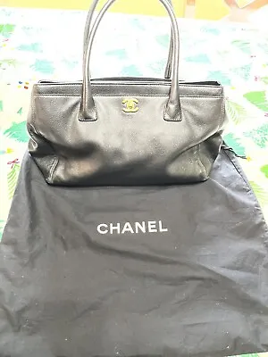 CHANEL Vintage Large Caviar City Tote Bag Black • $900