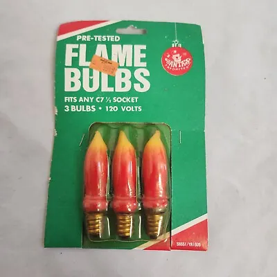 Vintage Santa's Favorite Flame Bulbs C 7 1/2 Socket 3 Bulbs 120 Volt NEW NOS • $7.99