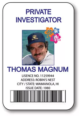 Magnum Pi Thomas Magnum Name Badge Tag Halloween Prop Magnetic Fastener • $16.24